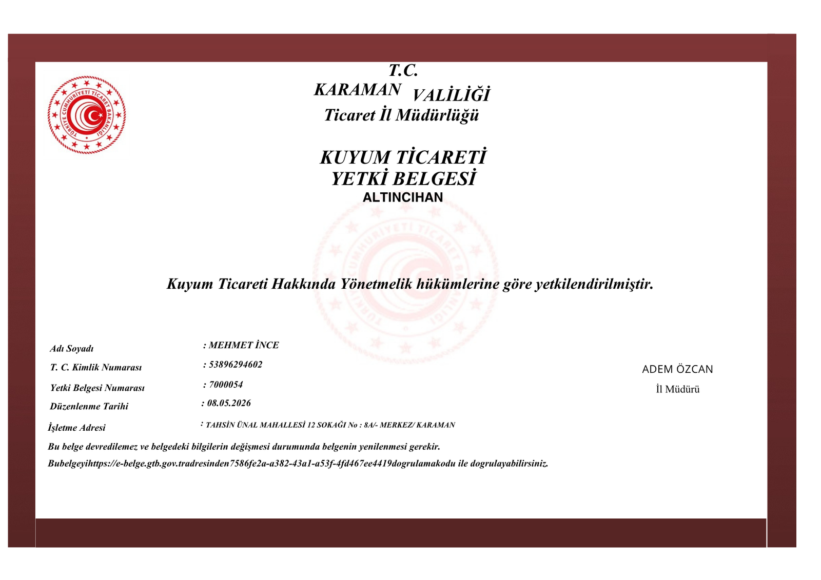 Yetki Belgesi