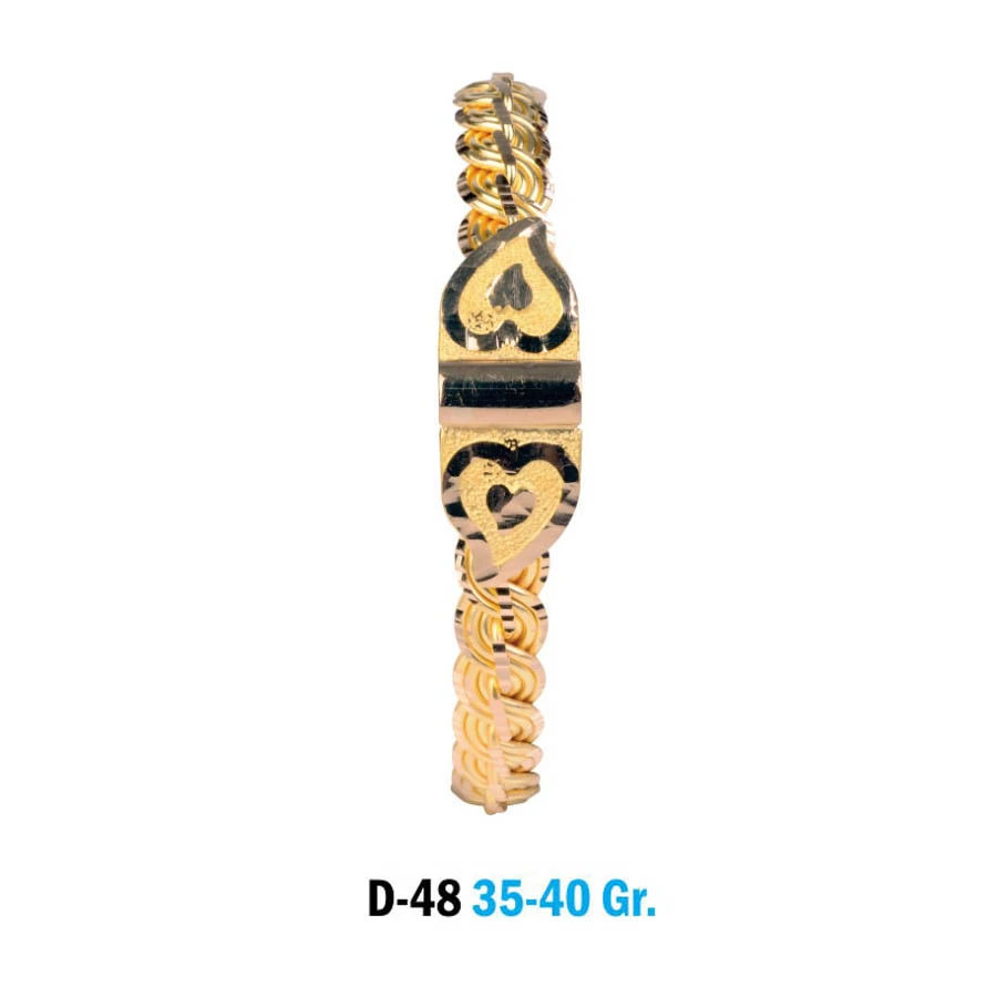 D-48 Model Kalp Motifli Fantezi Altın Bilezik (35-40 Gr.)